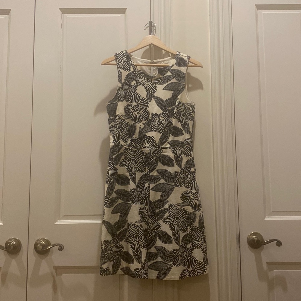 Jcrew Polynesian floral black and white dress, size 4